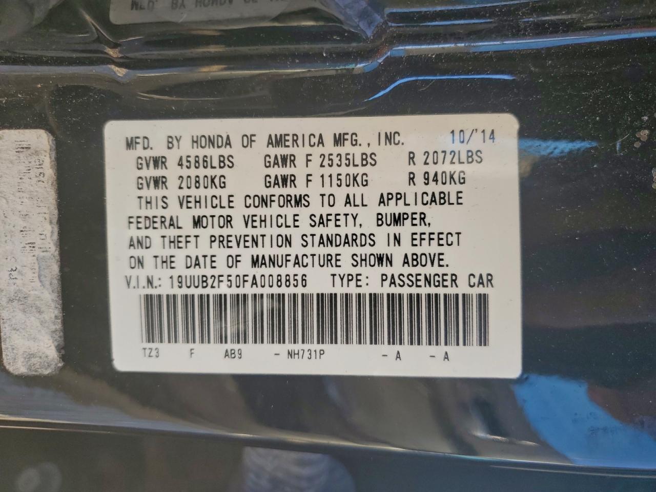 2015 Acura Tlx Tech VIN: 19UUB2F50FA008856 Lot: 93751545
