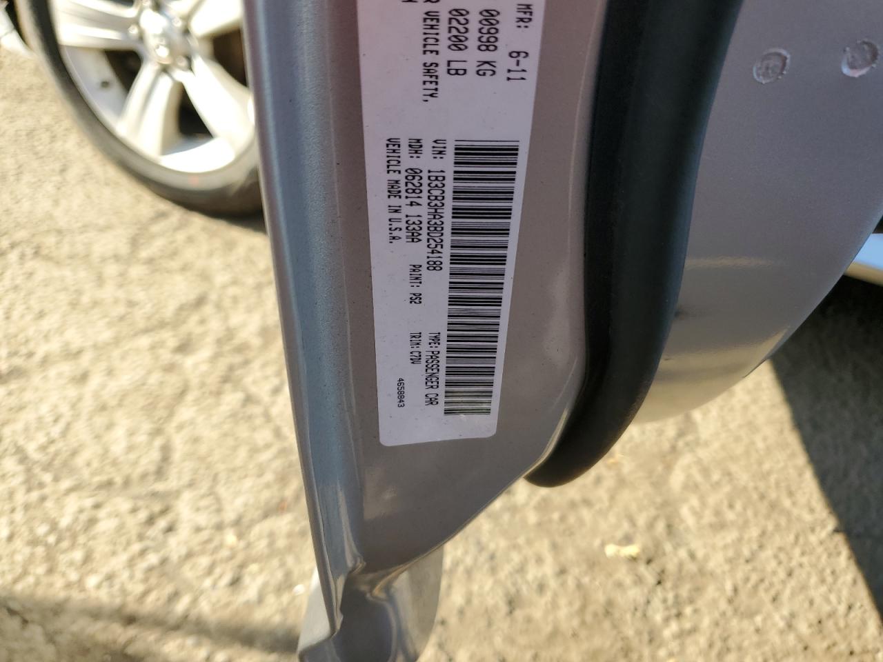 2011 Dodge Caliber Mainstreet VIN: 1B3CB3HA3BD254188 Lot: 93388645