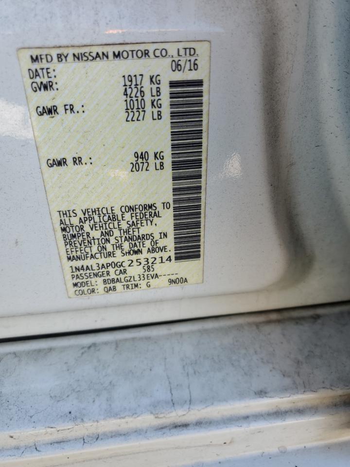 2016 Nissan Altima 2.5 VIN: 1N4AL3AP0GC253214 Lot: 93125865