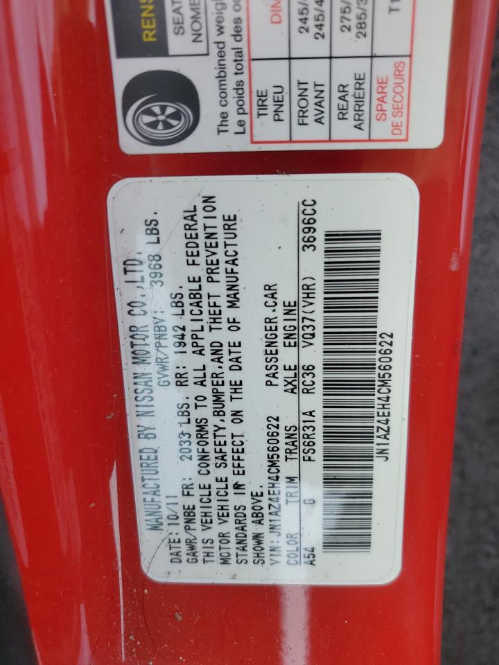 2012 Nissan 370Z Base VIN: JN1AZ4EH4CM560622 Lot: 93704795