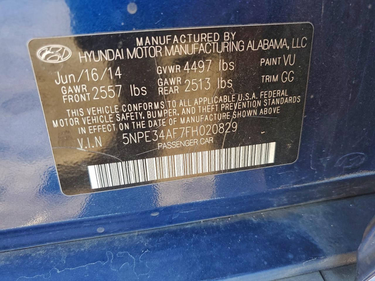 2015 Hyundai Sonata Sport VIN: 5NPE34AF7FH020829 Lot: 93711165