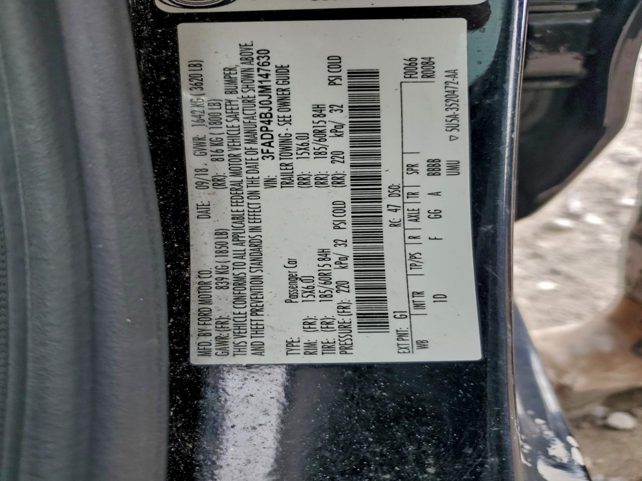 2018 Ford Fiesta Se VIN: 3FADP4BJ0JM147630 Lot: 94678085