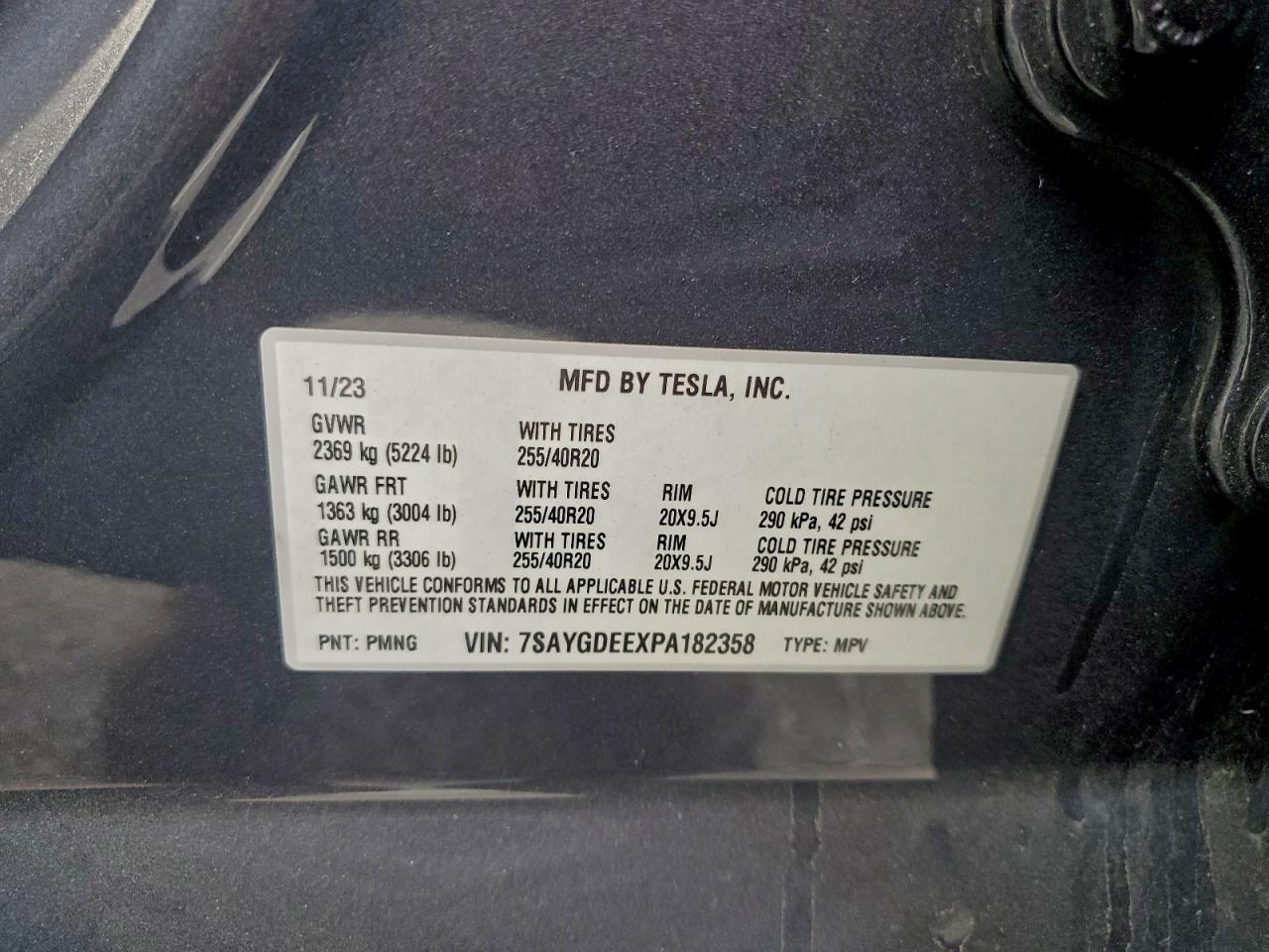 2023 Tesla Model Y VIN: 7SAYGDEEXPA182358 Lot: 92920855