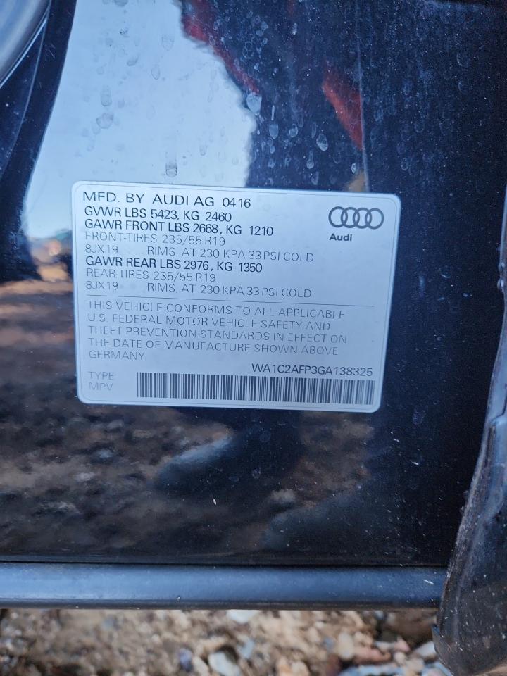 2016 Audi Q5 Premium VIN: WA1C2AFP3GA138325 Lot: 91513425