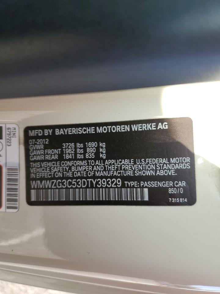 2013 Mini Cooper S Clubman VIN: WMWZG3C53DTY39329 Lot: 82193835