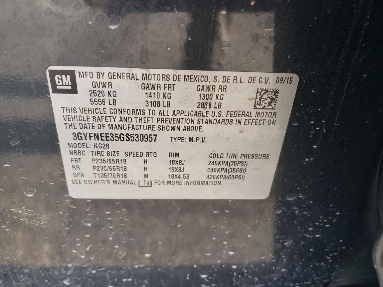 2016 Cadillac Srx Luxury Collection VIN: 3GYFNEE35GS530957 Lot: 93253135