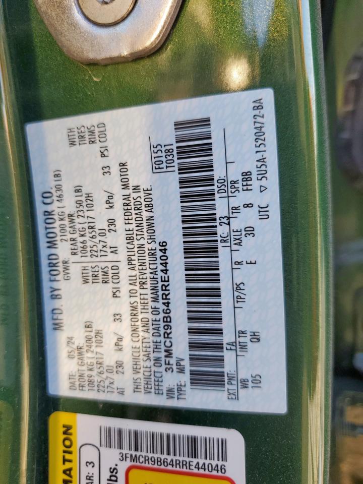 2024 Ford Bronco Sport Big Bend VIN: 3FMCR9B64RRE44046 Lot: 93269705