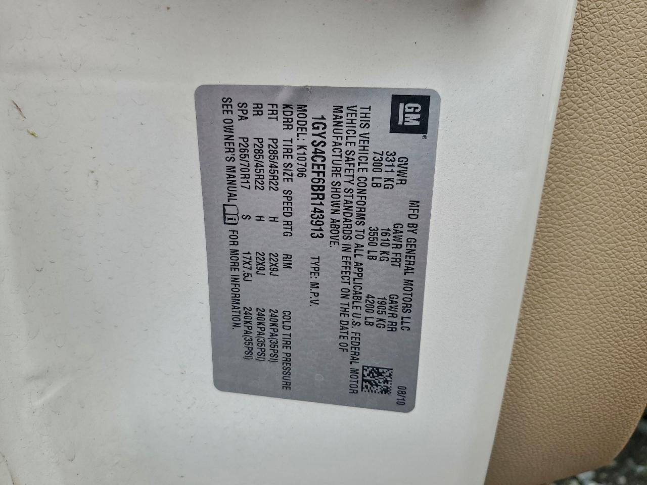 2011 Cadillac Escalade Premium VIN: 1GYS4CEF6BR143913 Lot: 94411805