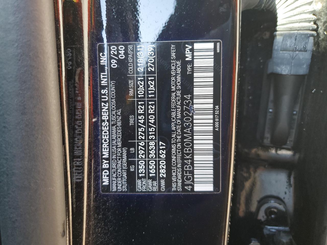 2021 Mercedes-Benz Gle 350 4Matic VIN: 4JGFB4KB0MA302734 Lot: 91641845