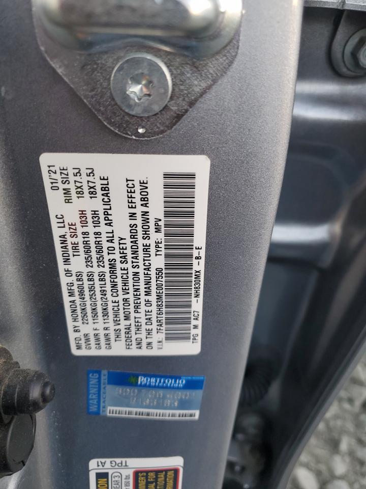 2021 Honda Cr-V Exl VIN: 7FART6H83ME007550 Lot: 91482515