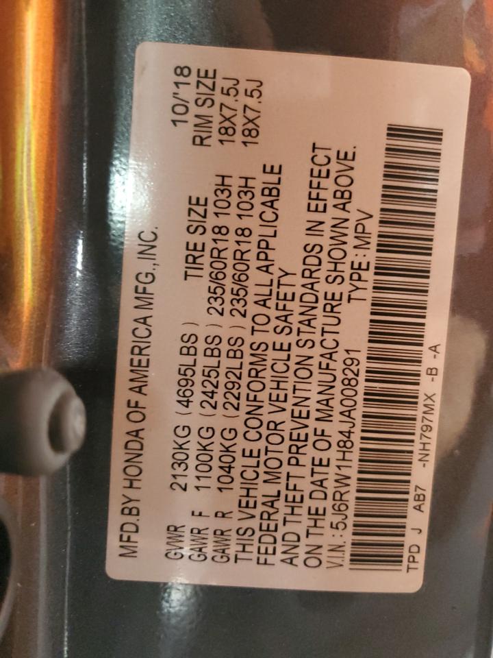 2018 Honda Cr-V Exl VIN: 5J6RW1H84JA008291 Lot: 93205945