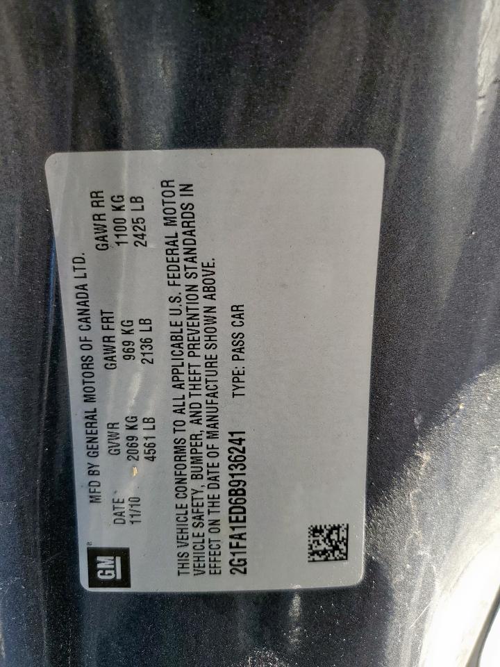 2011 Chevrolet Camaro Ls VIN: 2G1FA1ED6B9136241 Lot: 92583005