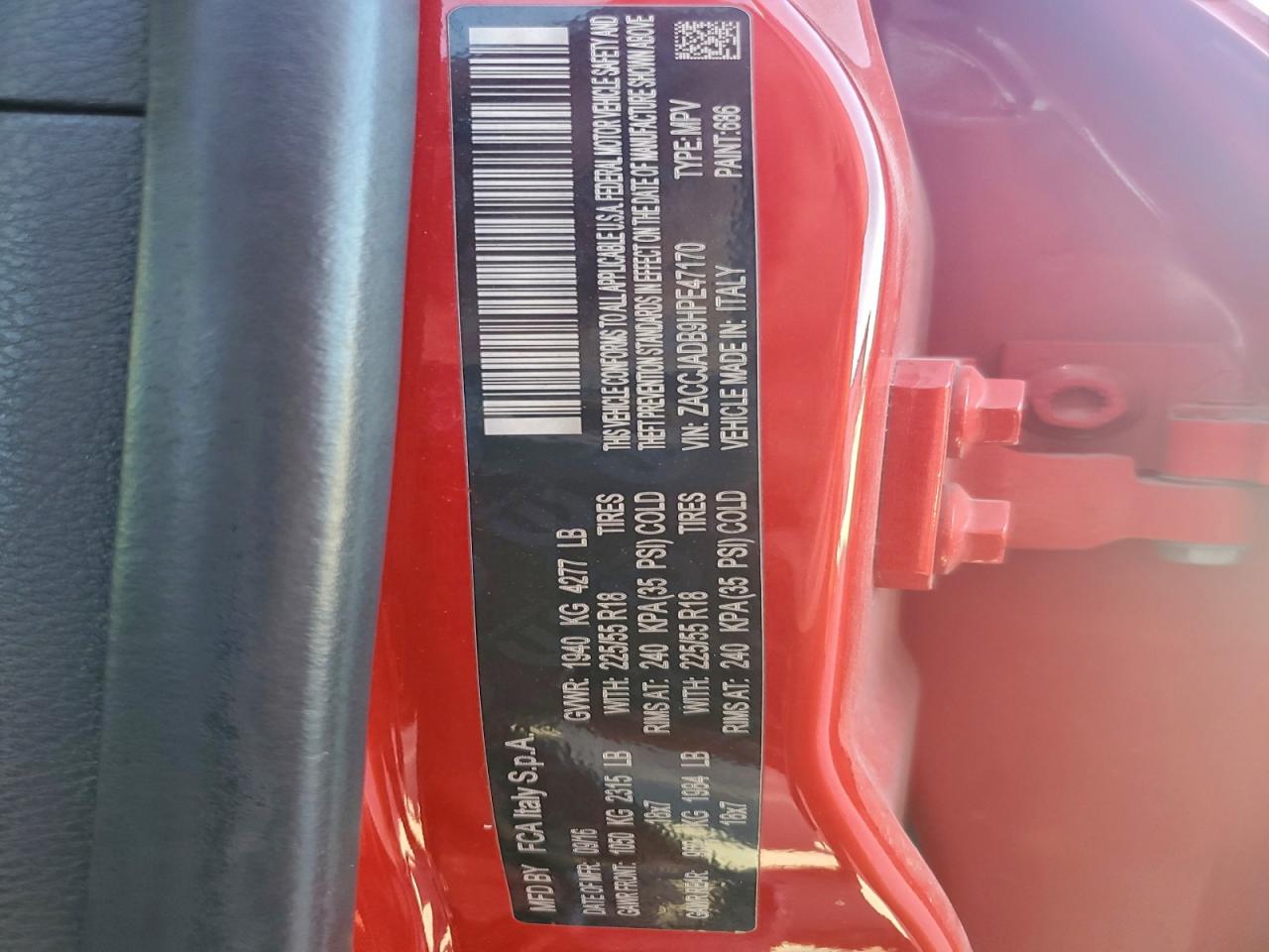 2017 Jeep Renegade Limited VIN: ZACCJADB9HPE47170 Lot: 94077195