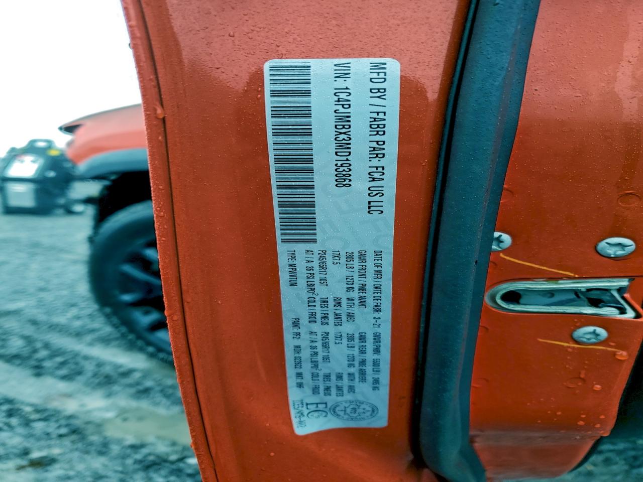 2021 Jeep Cherokee Trailhawk VIN: 1C4PJMBX3MD193868 Lot: 94559295