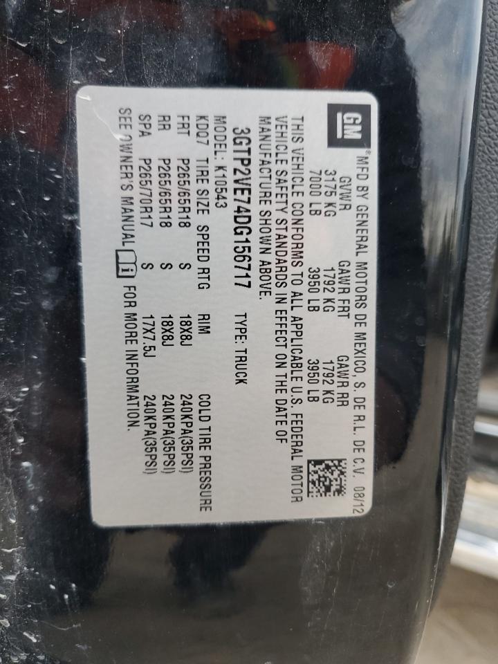 2013 GMC Sierra K1500 Sle VIN: 3GTP2VE74DG156717 Lot: 90907055