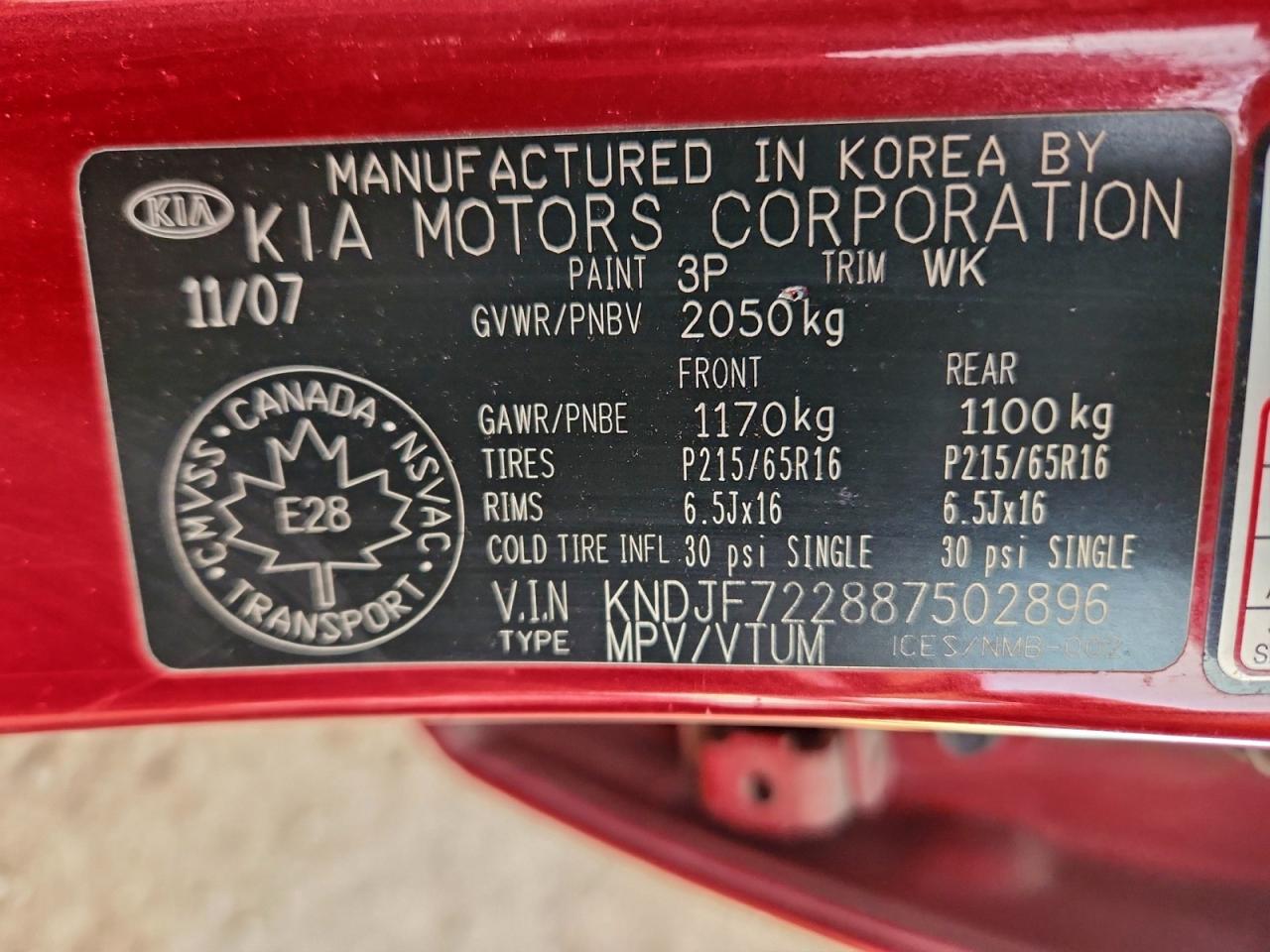 2008 Kia Sportage Lx VIN: KNDJF722887502896 Lot: 93619395