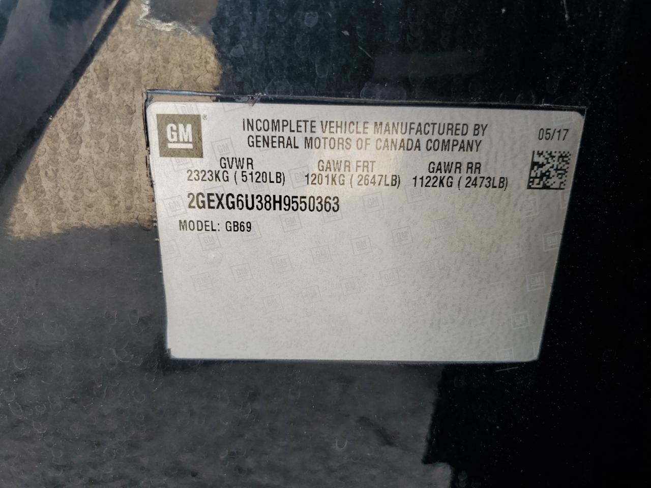 2017 Cadillac Xts Limousine VIN: 2GEXG6U38H9550363 Lot: 84408715