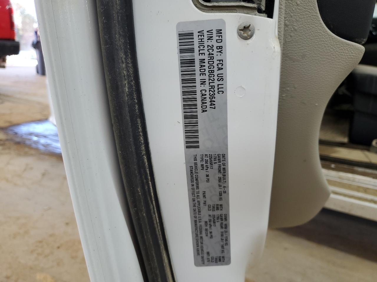 2020 Dodge Grand Caravan Se VIN: 2C4RDGBG2LR236447 Lot: 90915685