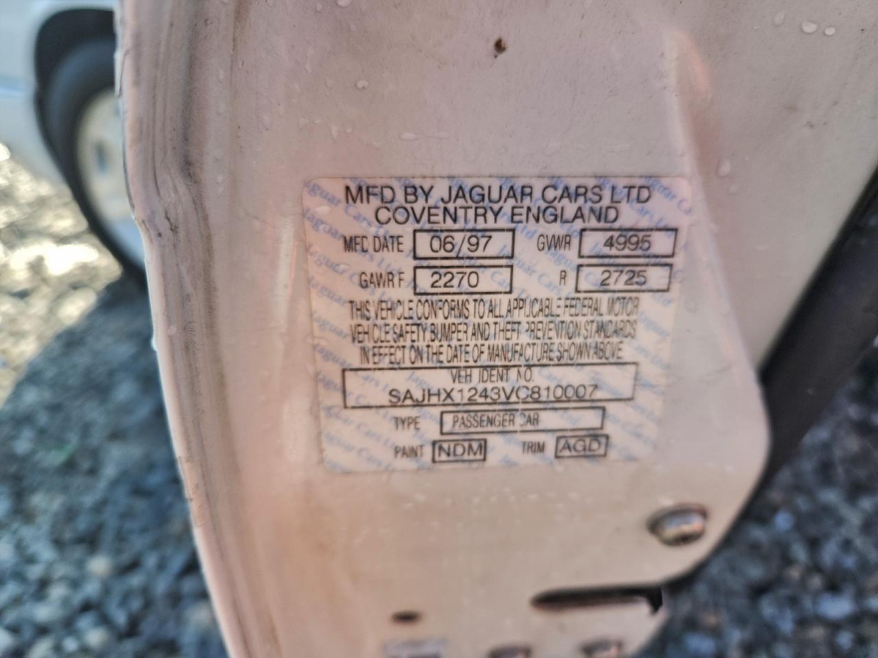 1997 Jaguar Xj6 VIN: SAJHX1243VC810007 Lot: 93600405