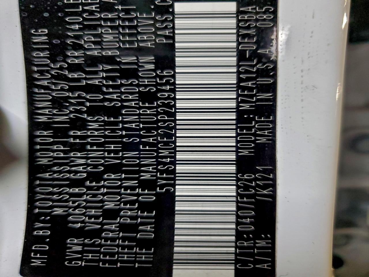 2025 Toyota Corolla Se VIN: 239456 Lot: 94583885