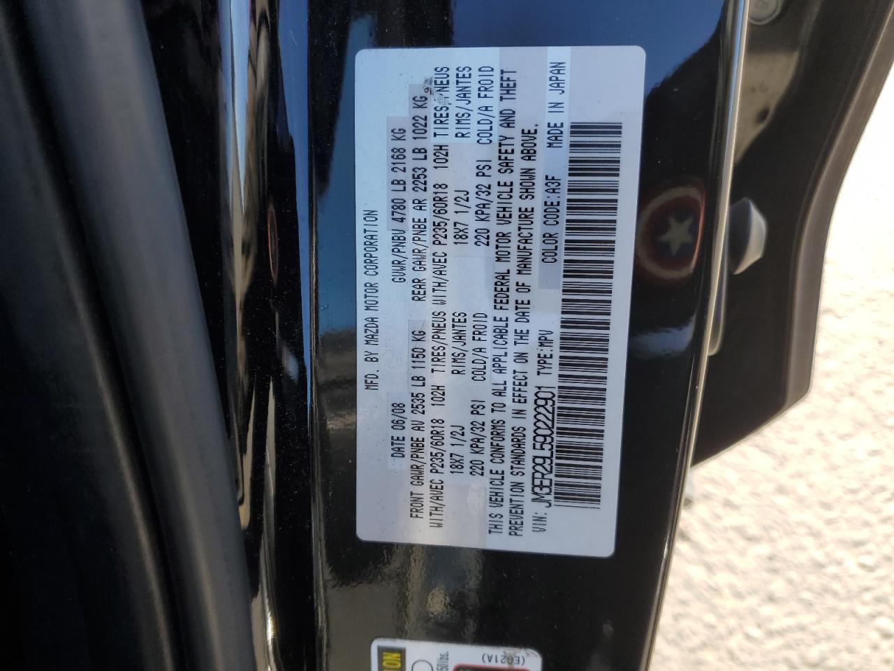 2009 Mazda Cx-7 VIN: JM3ER29L590222901 Lot: 91130695