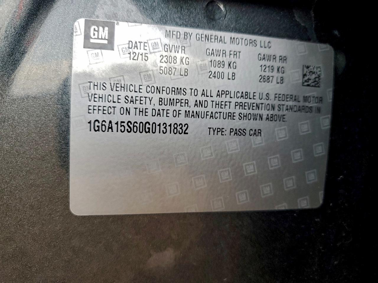 2016 Cadillac Cts-V VIN: 1G6A15S60G0131832 Lot: 93127025