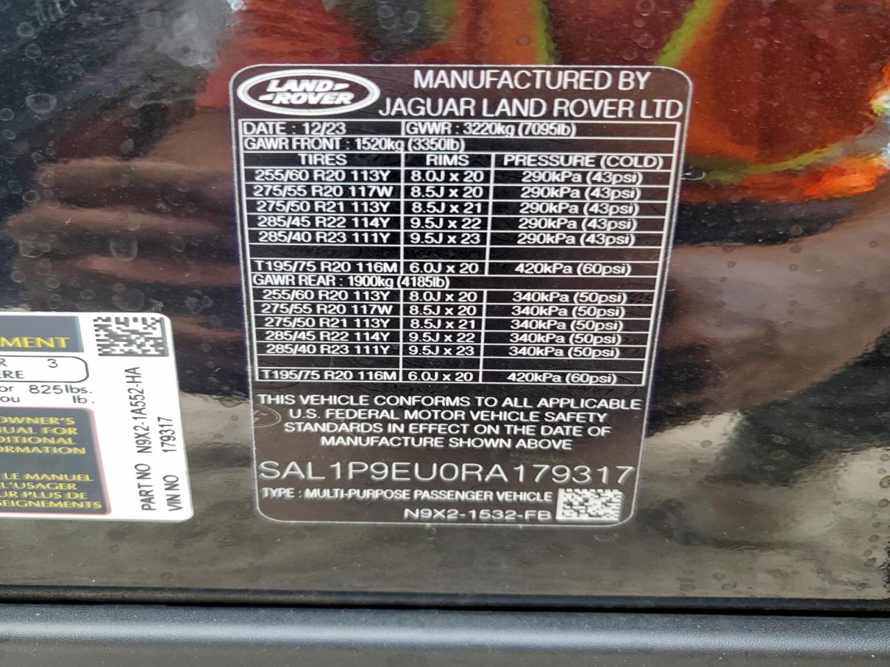 2024 Land Rover Range Rover Sport Se VIN: SAL1P9EU0RA179317 Lot: 94220105