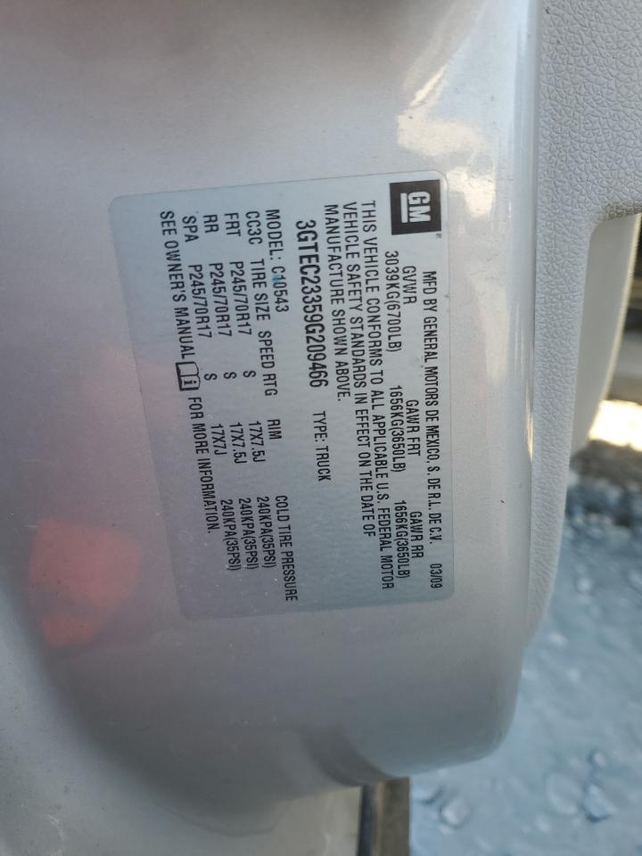 2009 GMC Sierra C1500 Sle VIN: 3GTEC23359G209466 Lot: 92374025