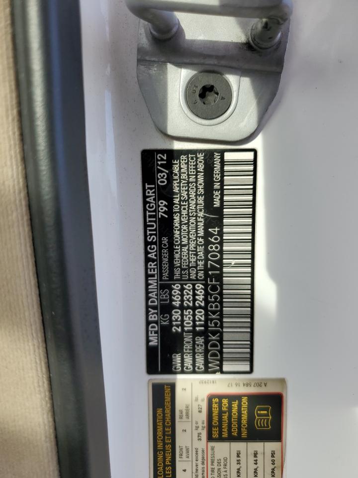 2012 Mercedes-Benz E 350 VIN: WDDKJ5KB5CF170864 Lot: 92700935