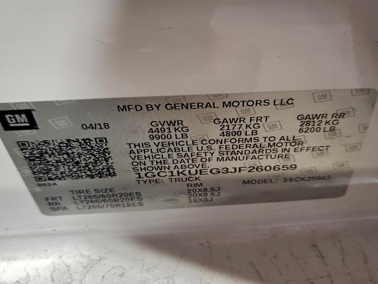 2018 Chevrolet Silverado K2500 Heavy Duty VIN: 1GC1KUEG3JF260659 Lot: 94166365