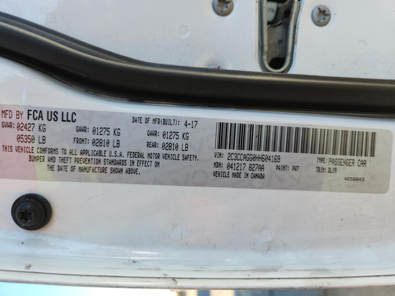 2017 Chrysler 300 S VIN: 2C3CCAGG0HH604169 Lot: 93014145