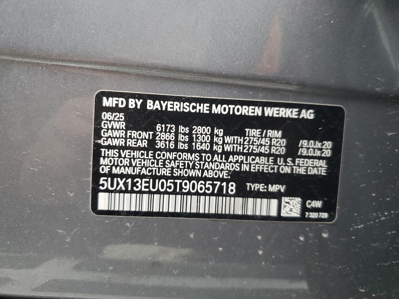 2026 BMW X5 Sdrive 40I VIN: 5UX13EU05T9065718 Lot: 93764085