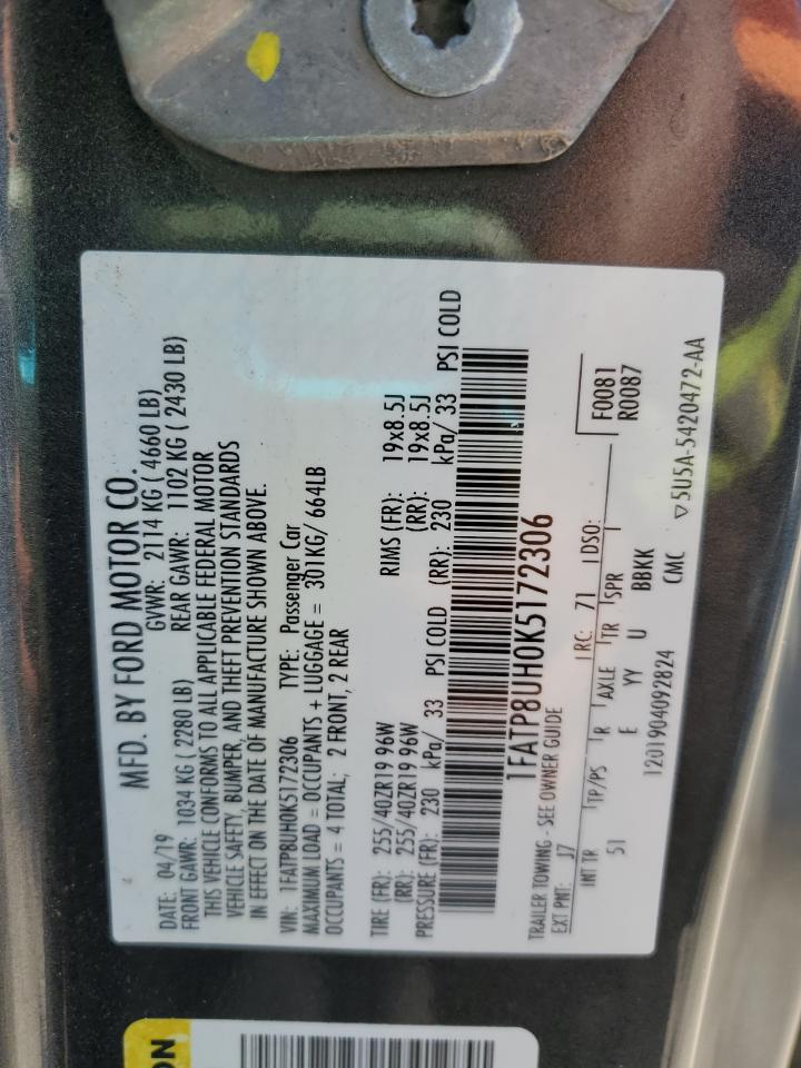 2019 Ford Mustang VIN: 1FATP8UH0K5172306 Lot: 93475865