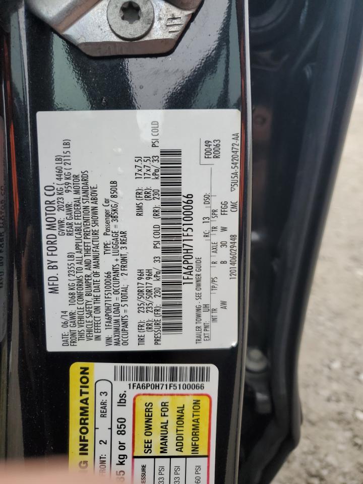 2015 Ford Fusion Se VIN: 1FA6P0H71F5100066 Lot: 93234175