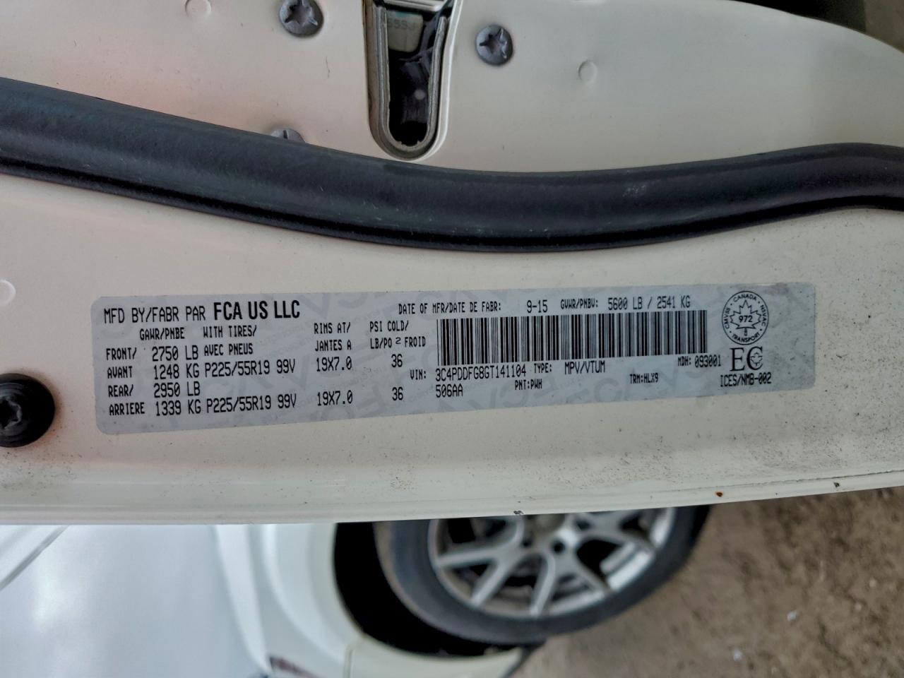 2016 Dodge Journey R/T VIN: 3C4PDDFG8GT141104 Lot: 92258045