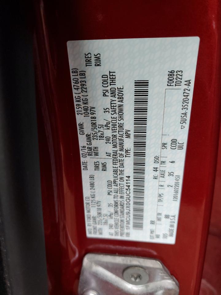 2016 Ford Escape Titanium VIN: 1FMCU9JX0GUC54114 Lot: 93331225