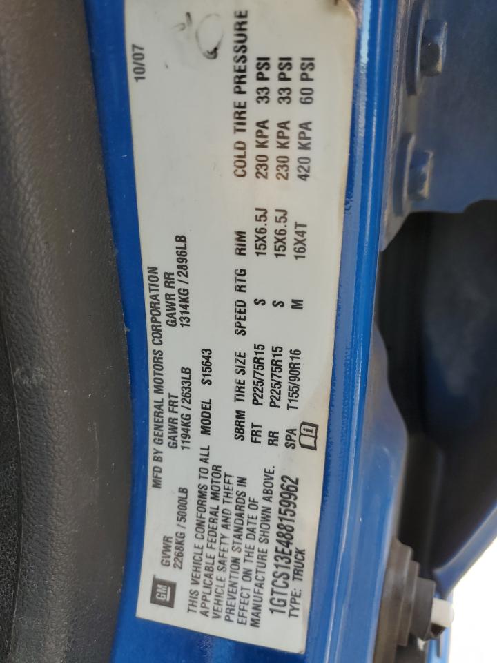 2008 GMC Canyon VIN: 1GTCS13E488159962 Lot: 93517605