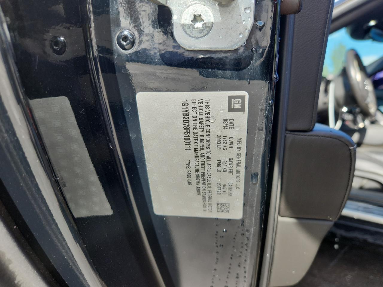 2015 Chevrolet Corvette Stingray 1Lt VIN: 1G1YB2D78F5100111 Lot: 93357815