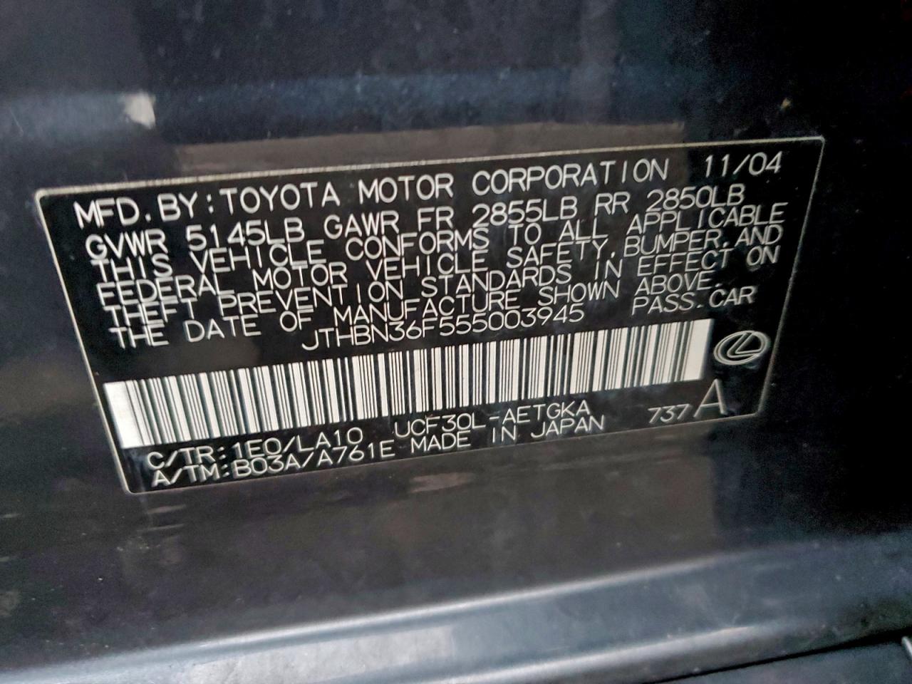 2005 Lexus Ls 430 VIN: JTHBN36F555003945 Lot: 94289895