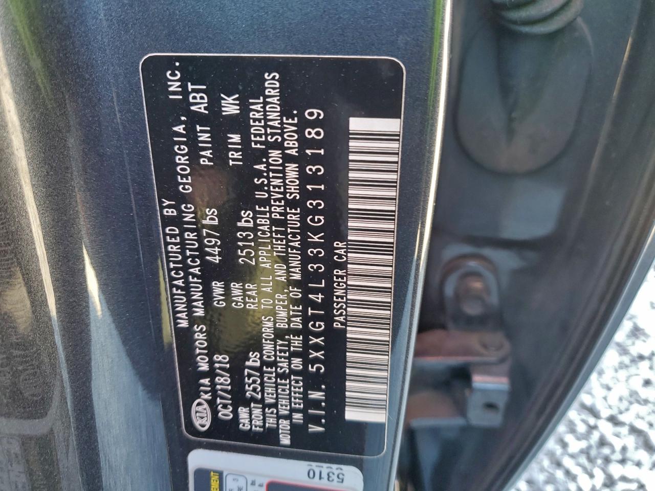 2019 Kia Optima Lx VIN: 5XXGT4L33KG313189 Lot: 94404825