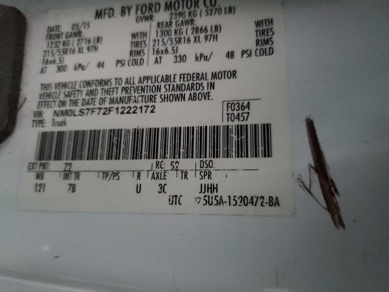 2015 Ford Transit Connect Xlt VIN: NM0LS7F72F1222172 Lot: 92992385