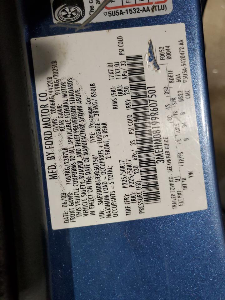 2009 Mercury Milan Premier VIN: 3MEHM08199R607501 Lot: 91842625