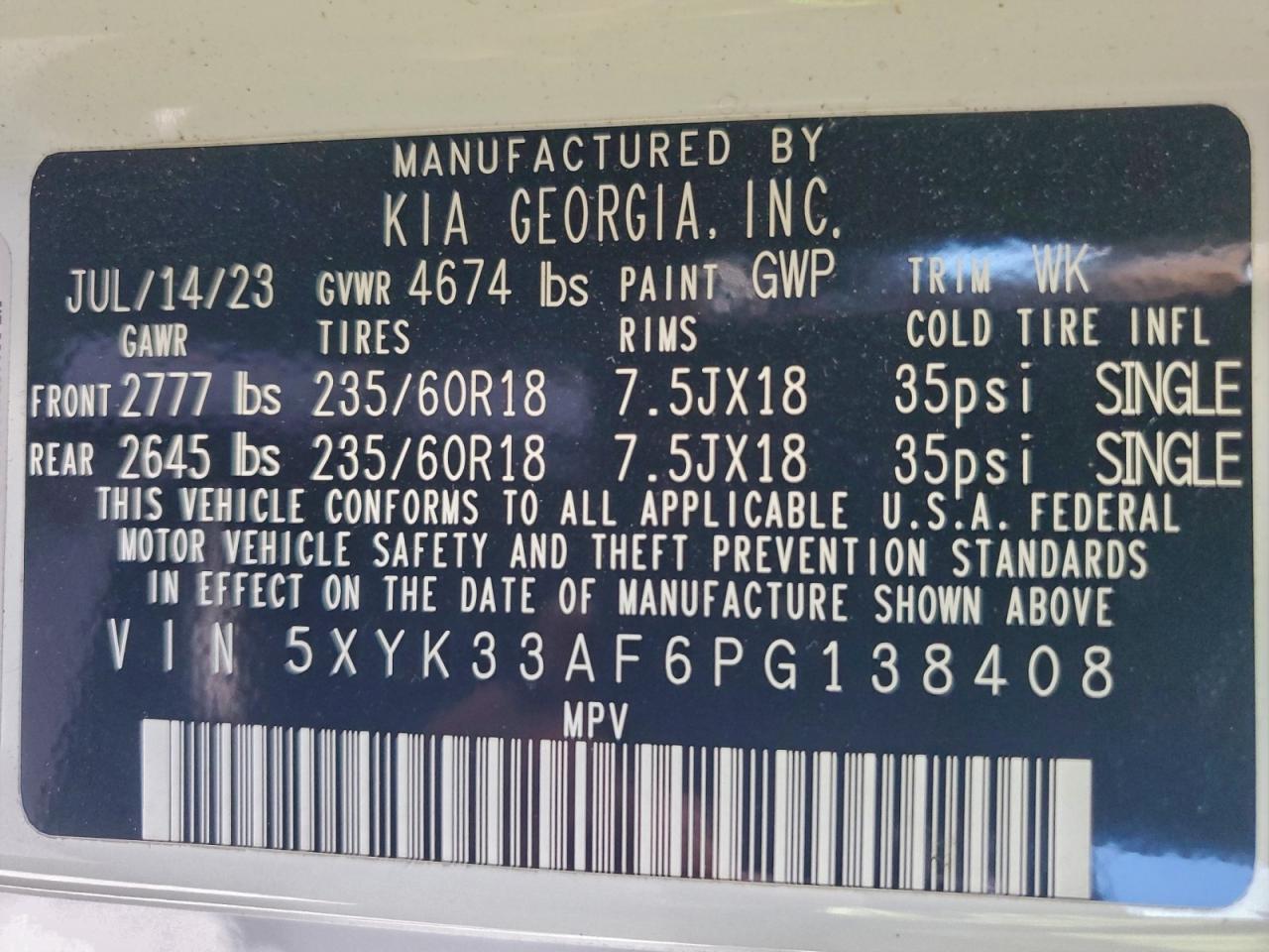 2023 Kia Sportage Ex VIN: 5XYK33AF6PG138408 Lot: 94238205