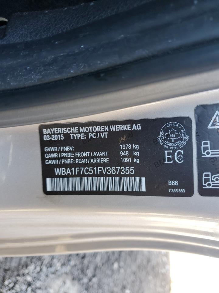 2015 BMW 228 Xi VIN: WBA1F7C51FV367355 Lot: 91631765