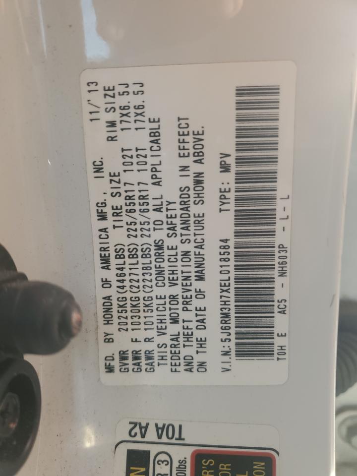 2014 Honda Cr-V Exl VIN: 5J6RM3H7XEL018584 Lot: 93066145