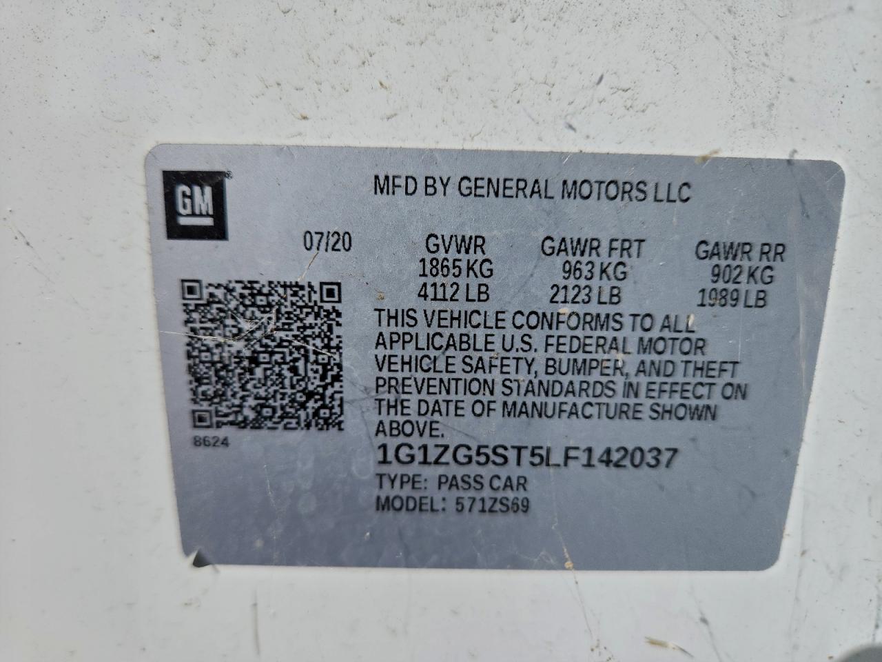 2020 Chevrolet Malibu Rs VIN: 1G1ZG5ST5LF142037 Lot: 91188015