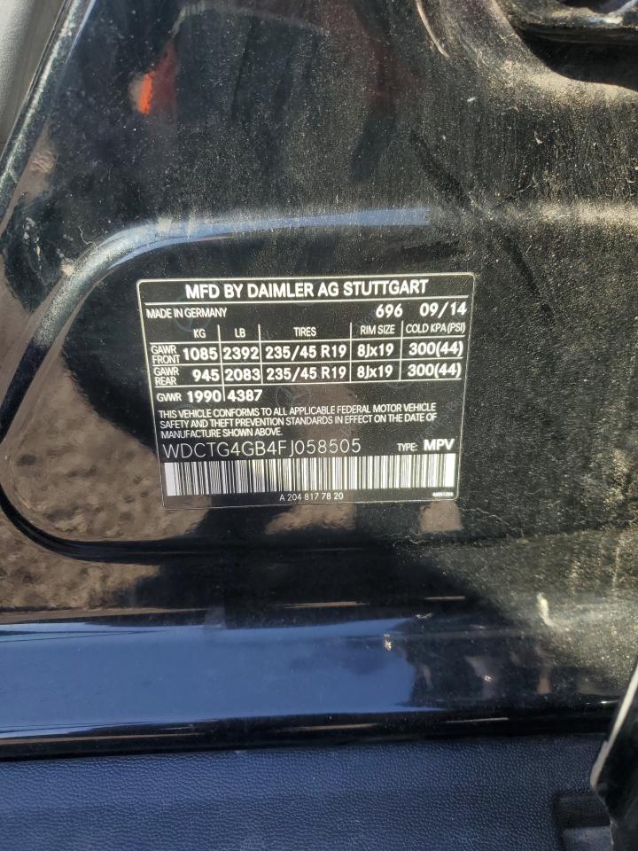 2015 Mercedes-Benz Gla 250 4Matic VIN: WDCTG4GB4FJ058505 Lot: 93487605