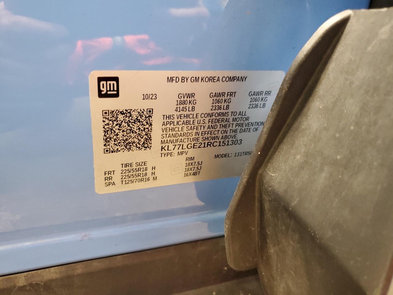 2024 Chevrolet Trax 1Rs VIN: KL77LGE21RC151303 Lot: 92366265