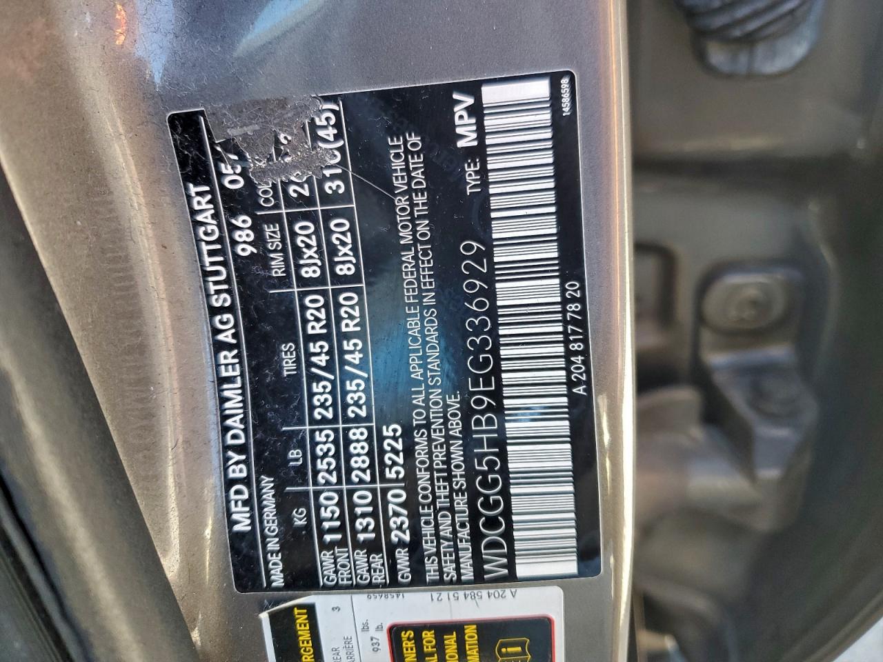 2014 Mercedes-Benz Glk 350 VIN: WDCGG5HB9EG336929 Lot: 94163325