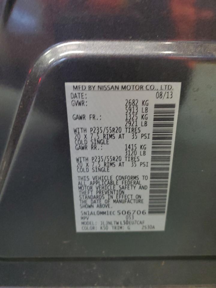 2014 Infiniti Qx60 VIN: 5N1AL0MM1EC506706 Lot: 93436415